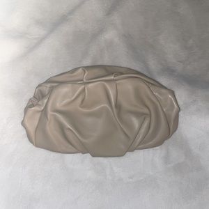 ASOS DESIGN oversized ruched clutch bag in beige